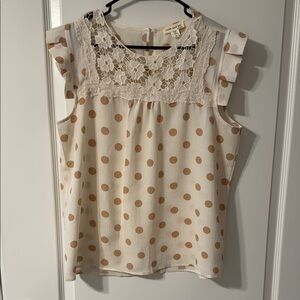 Faith and Joy Cream Flutter Sleeve Blouse with Ruffled Embellishments